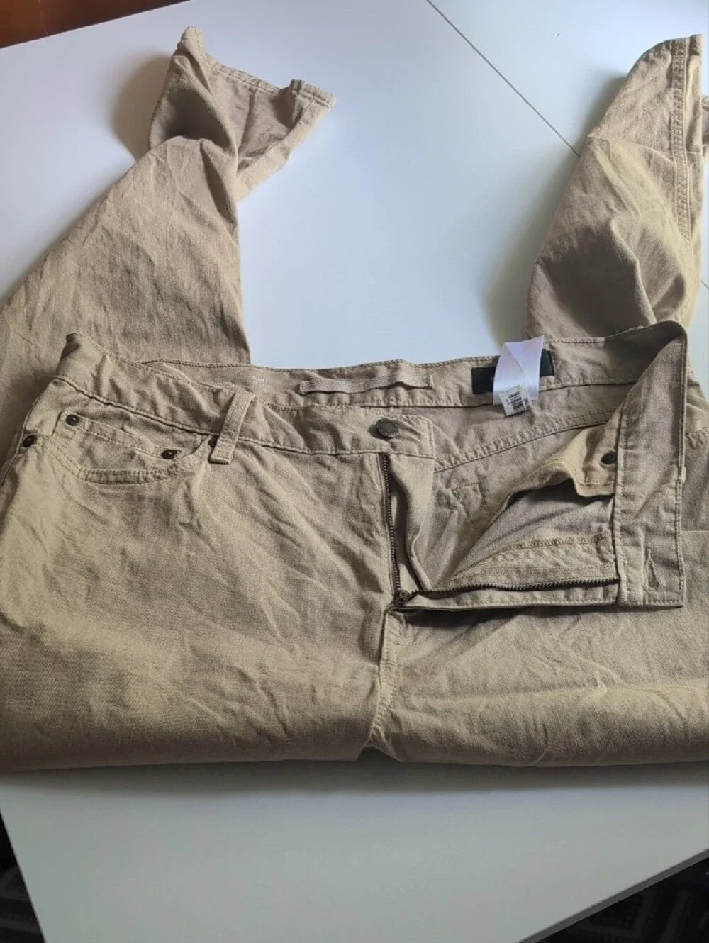 Banana Republic Men's Slim Fit 34x32 Linen Cotton Blend Khaki Pants